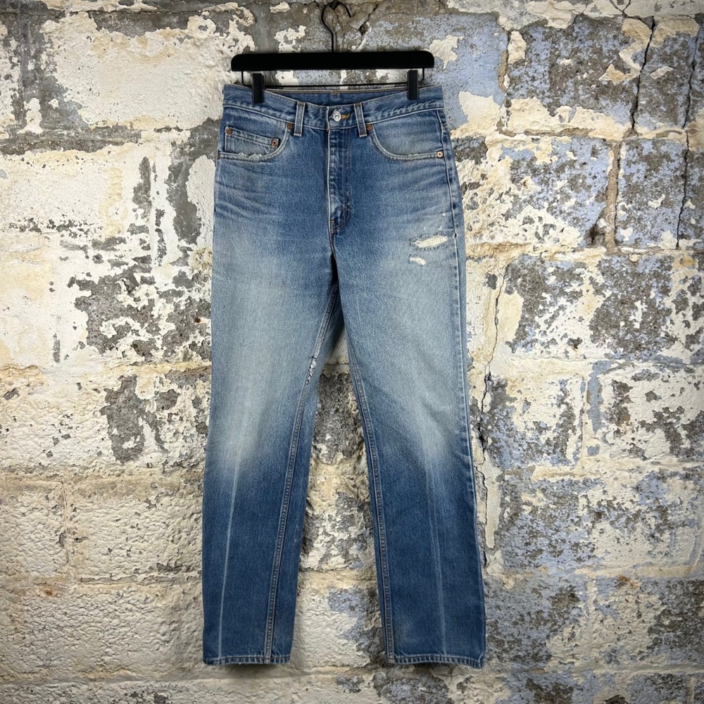 Vintage Levis 517 Boot Cut Jeans Light Wash Denim 32x34 Distressed Faded
